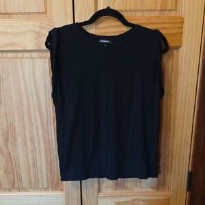 Express Black Tee | Size Small | Folded Sleeve Muscle Tee | 100% Cotton